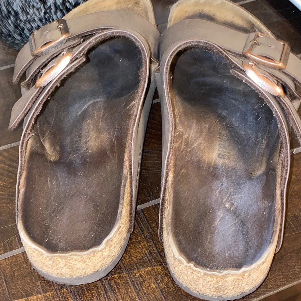 Birkenstock Brown Two-Strap Cork Footbed Sandals